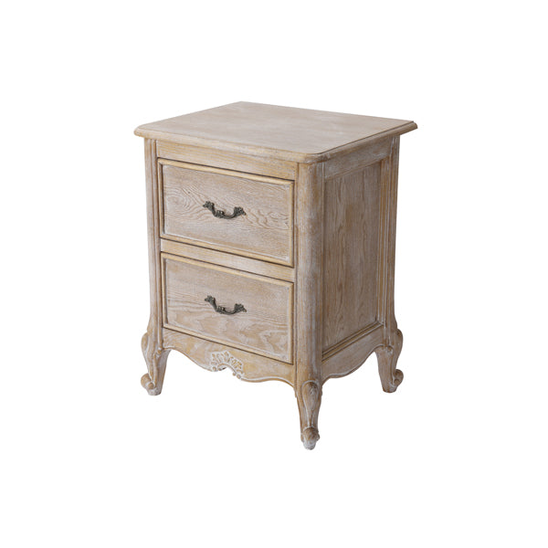 Bedside Table Oak Wood Plywood Veneer White Washed Finish Storage Drawers-Furniture > Bedroom-PEROZ Accessories