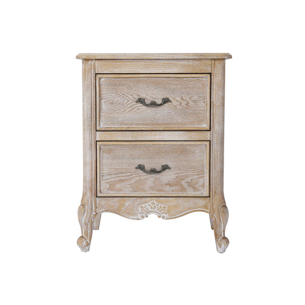 Bedside Table Oak Wood Plywood Veneer White Washed Finish Storage Drawers-Furniture > Bedroom-PEROZ Accessories