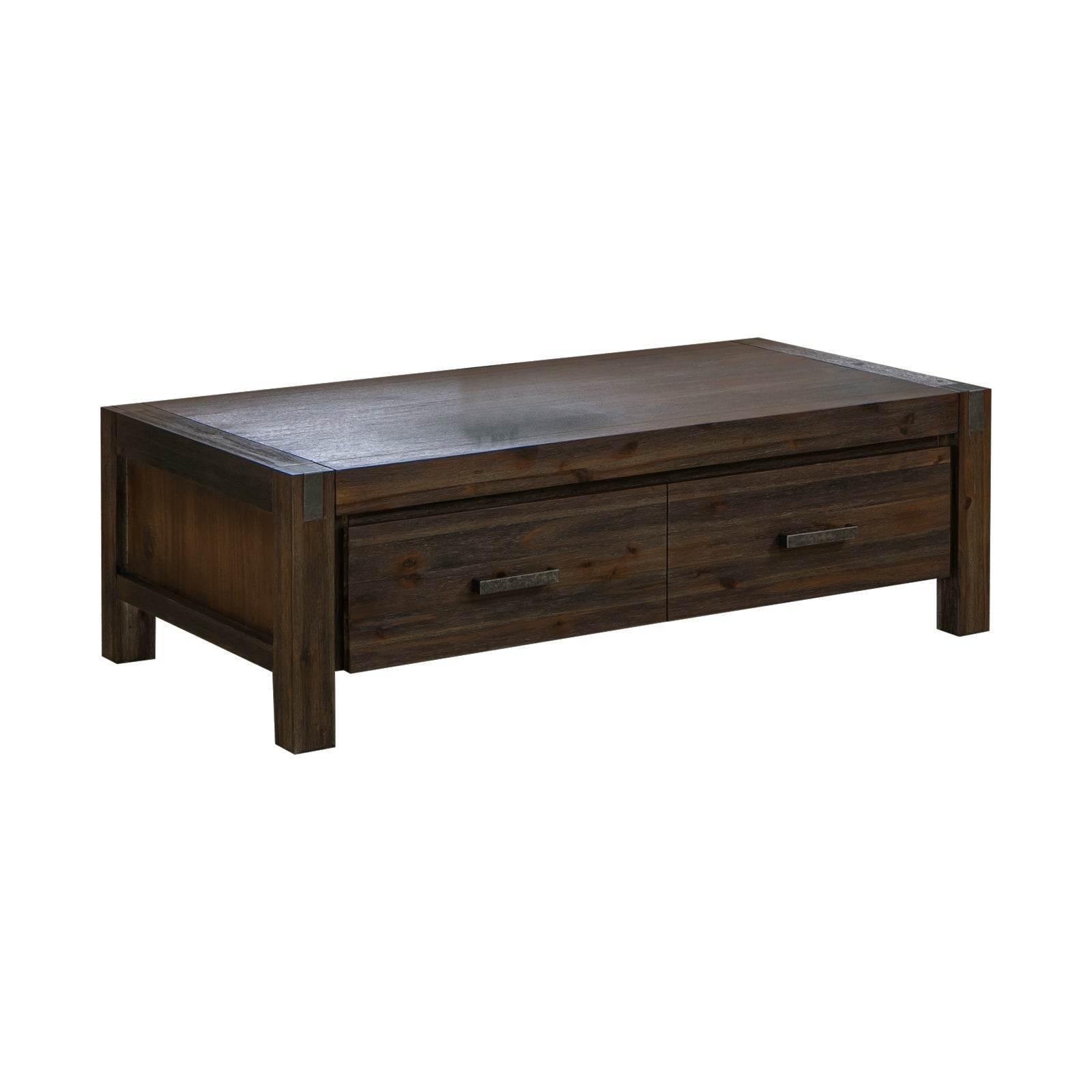 Coffee Table Solid Acacia Wood & Veneer 1 Drawers Storage Chocolate Colour-Furniture > Living Room-PEROZ Accessories