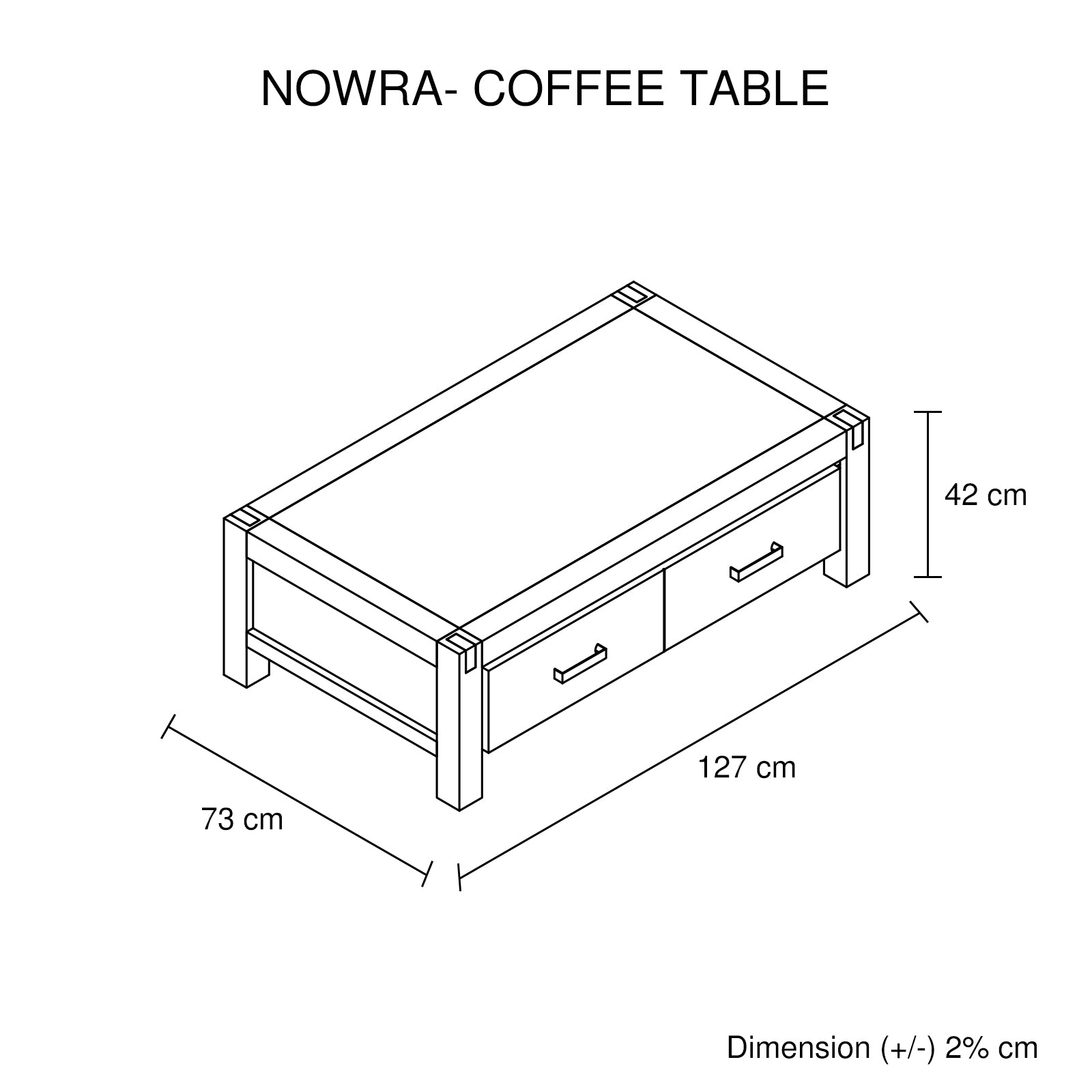 Coffee Table Solid Acacia Wood & Veneer 1 Drawers Storage Chocolate Colour-Furniture > Living Room-PEROZ Accessories