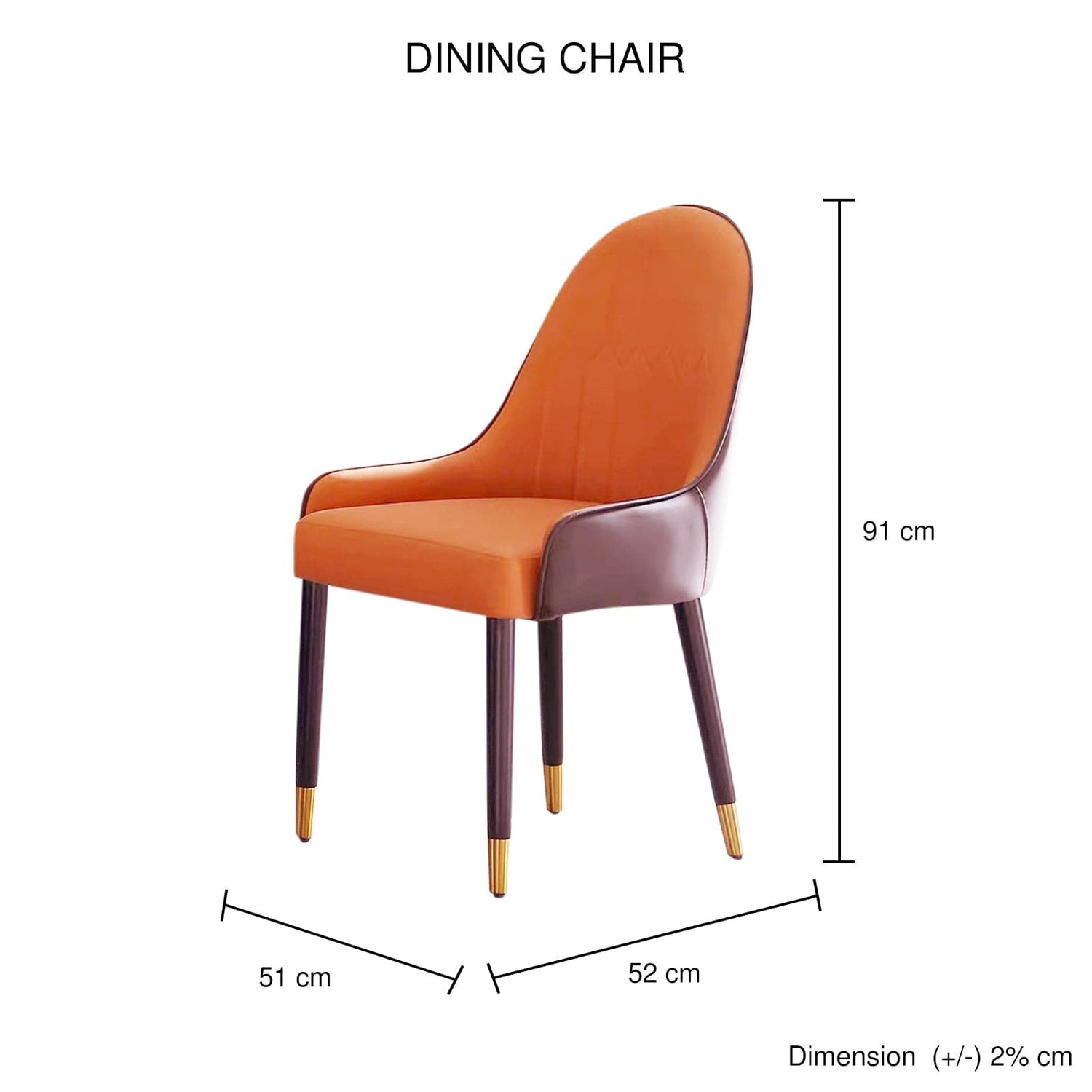 2X Dining Chairs Orange Colour Premium Leatherette Carbon Steel Frame Firm Support-Furniture > Dining - Peroz Australia - Image - 10