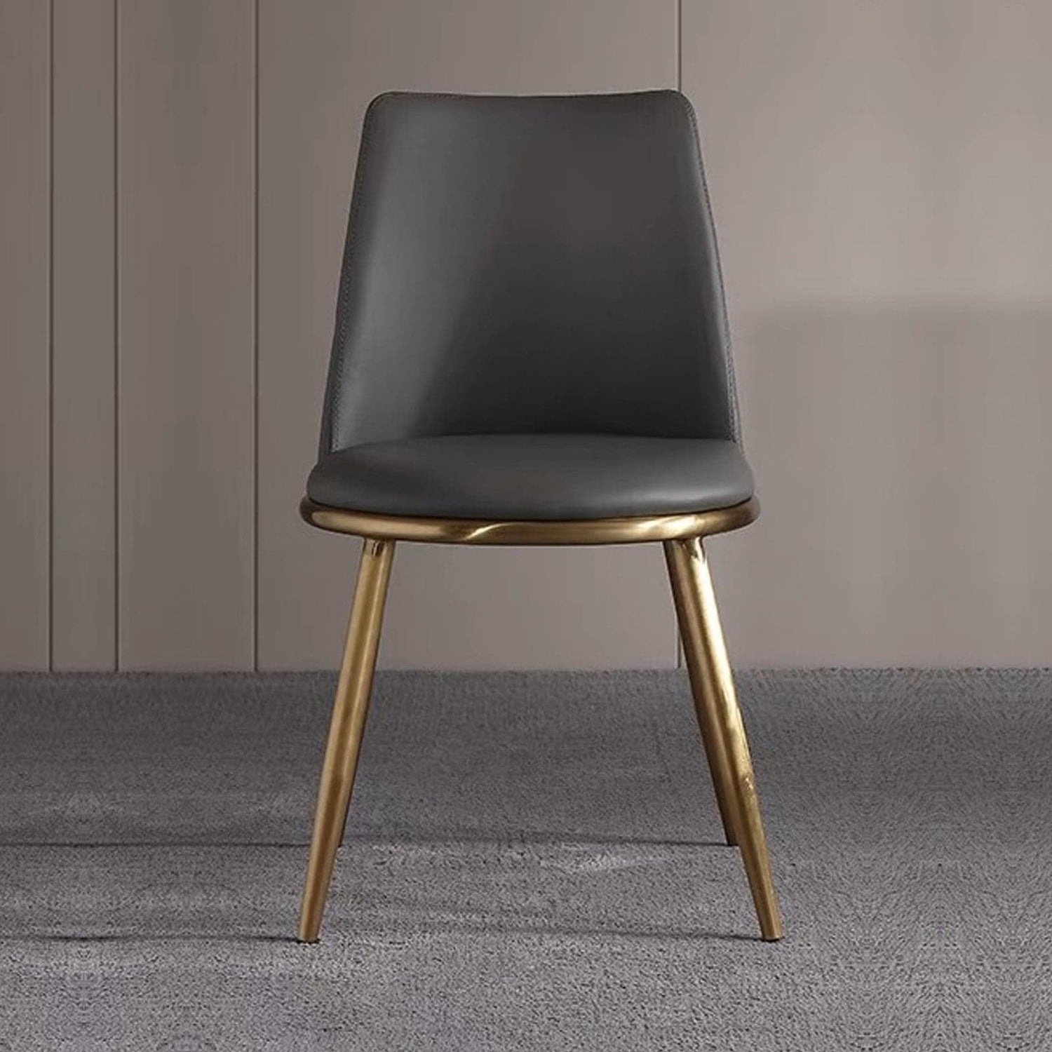 6X Dining Chairs Black Leatherette Seat Golden Frame Tripod Legs Stainless Steel Firm Support-Furniture > Dining - Peroz Australia - Image - 1