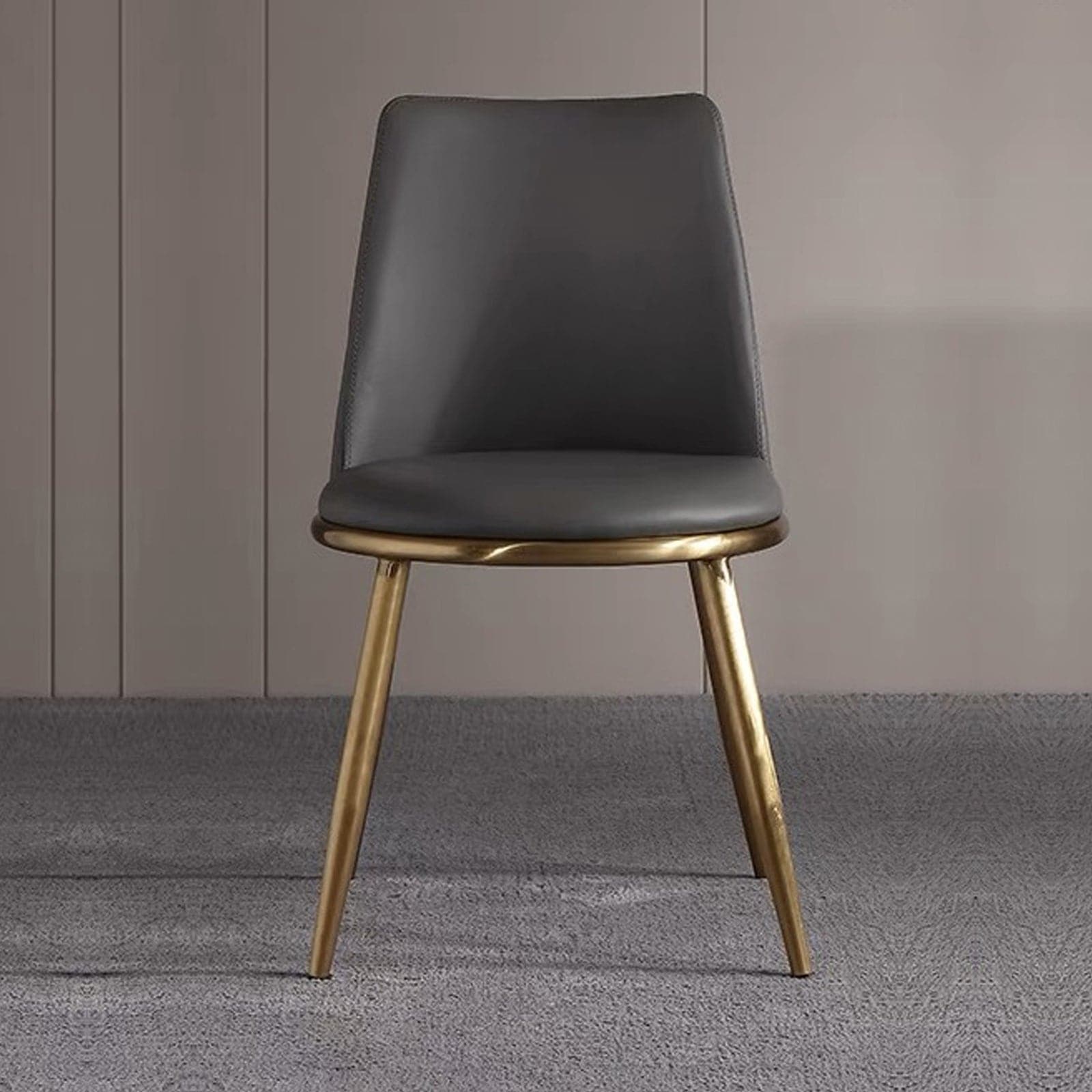 6X Dining Chairs Black Leatherette Seat Golden Frame Tripod Legs Stainless Steel Firm Support-Furniture > Dining - Peroz Australia - Image - 1