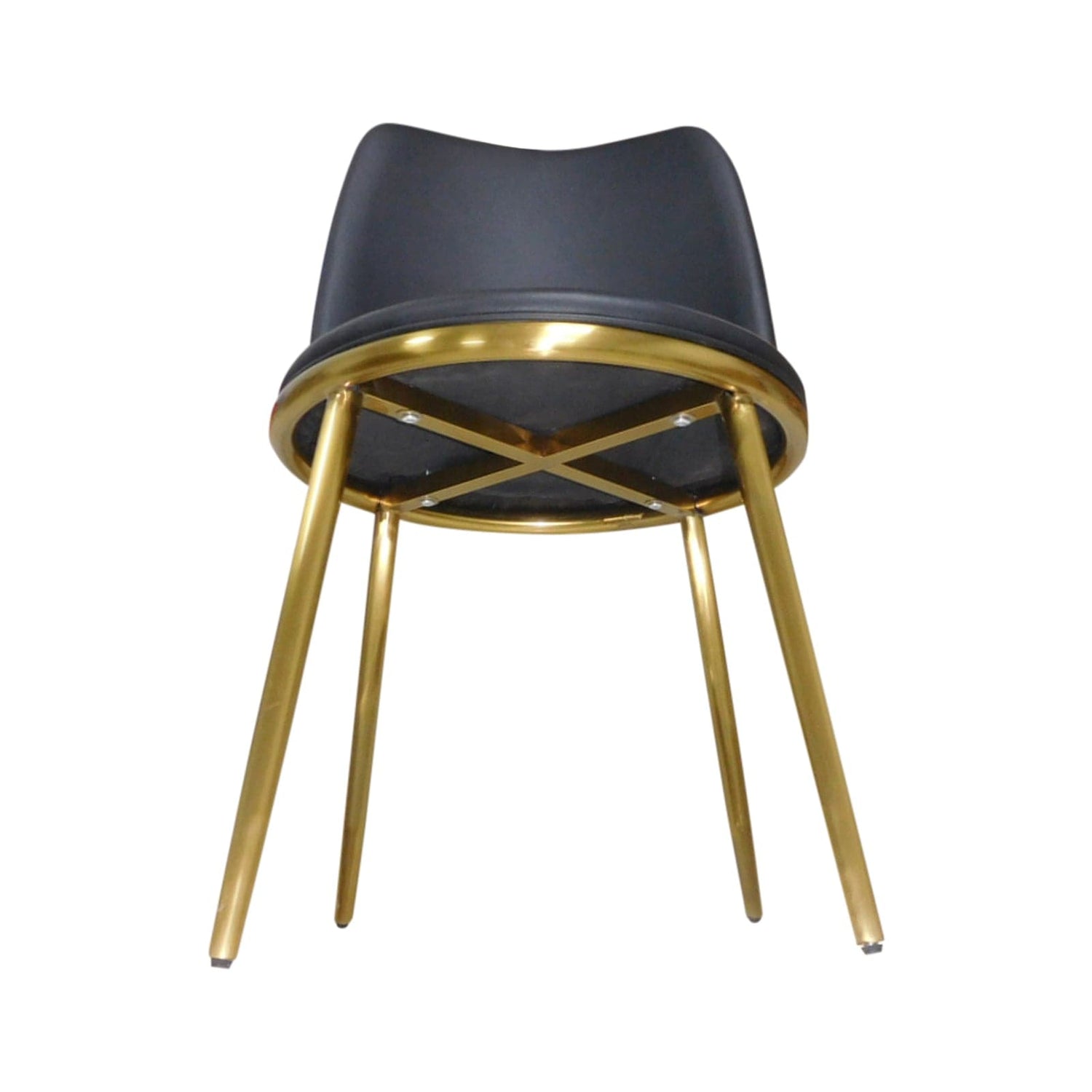 6X Dining Chairs Black Leatherette Seat Golden Frame Tripod Legs Stainless Steel Firm Support-Furniture > Dining - Peroz Australia - Image - 7