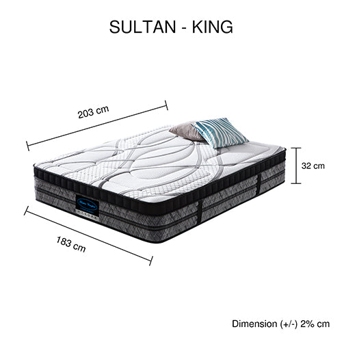 King Mattress Pocket Coil Spring Foam Firm Bed 32cm thick-Furniture > Mattresses-PEROZ Accessories