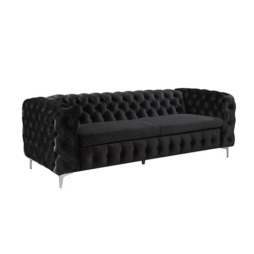 3+2+1 Seater Sofa Classic Button Tufted Lounge in Black Velvet Fabric with Metal Legs-Furniture > Sofas-PEROZ Accessories