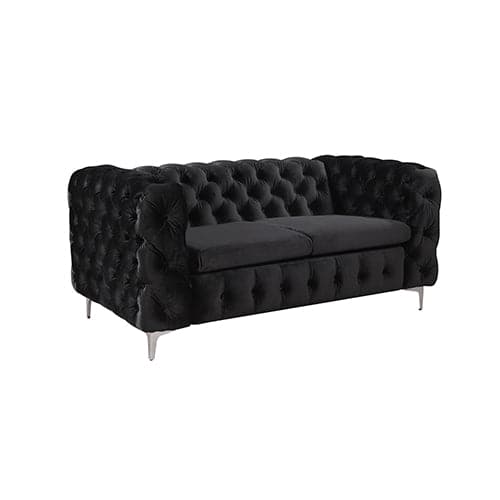 3+2+1 Seater Sofa Classic Button Tufted Lounge in Black Velvet Fabric with Metal Legs-Furniture > Sofas-PEROZ Accessories