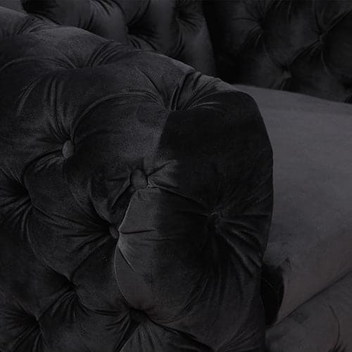 3+2+1 Seater Sofa Classic Button Tufted Lounge in Black Velvet Fabric with Metal Legs-Furniture > Sofas-PEROZ Accessories
