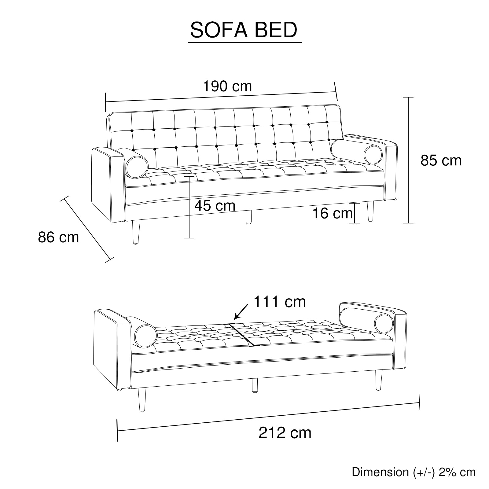 Sofa Bed 3 Seater Button Tufted Lounge Set for Living Room Couch in Velvet Green Colour-Furniture > Sofas-PEROZ Accessories