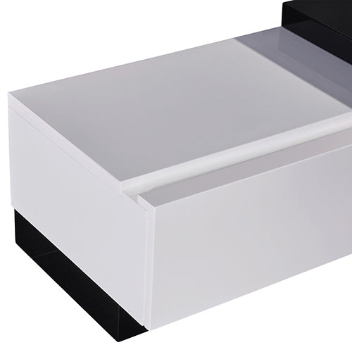 TV Cabinet with 2 Storage Drawers With High Glossy Assembled Entertainment Unit in Black & White colour-Entertainment Unit-PEROZ Accessories
