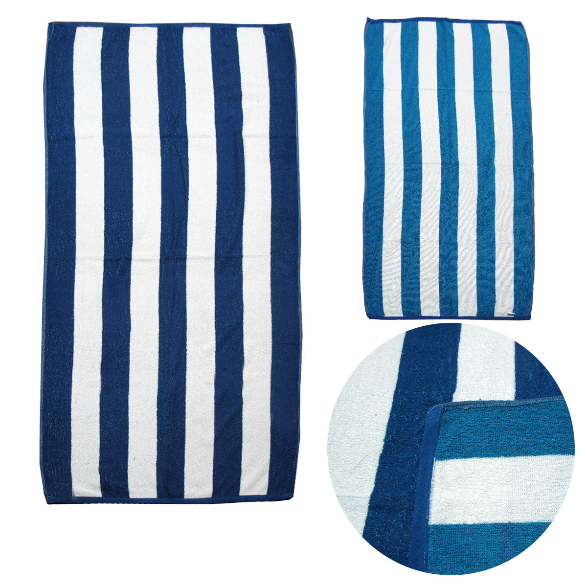Set of 2 Reversible Cabana Striped Towels Blue/Aqua-Home & Garden > Bathroom Accessories-PEROZ Accessories