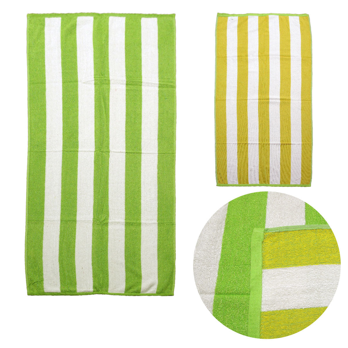 Set of 2 Reversible Cabana Striped Towels Lime/Yellow-Home & Garden > Bathroom Accessories-PEROZ Accessories