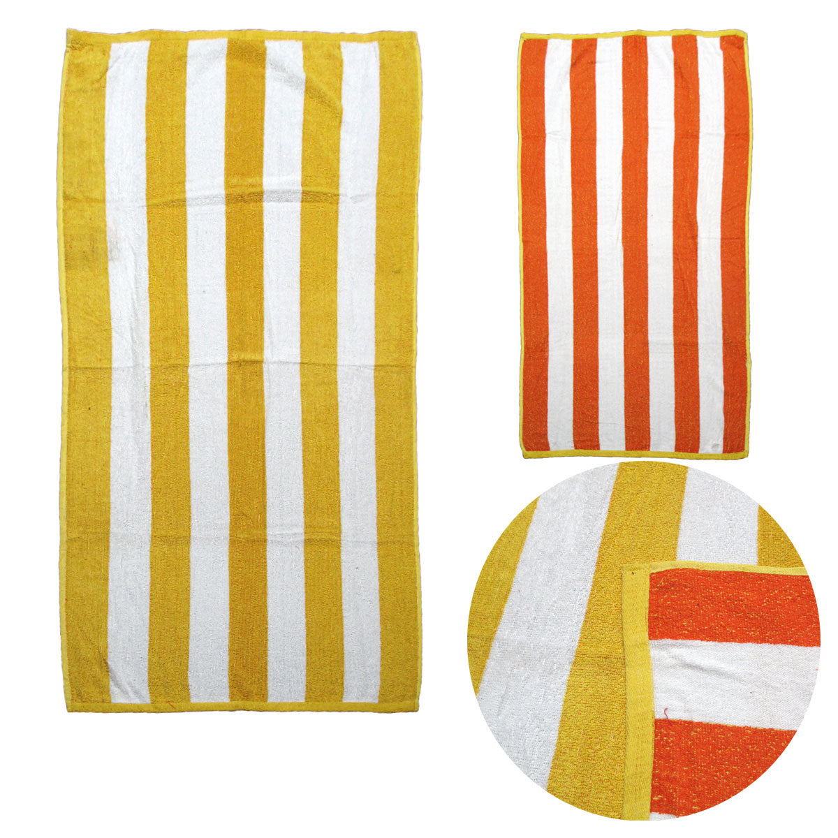 Set of 2 Reversible Cabana Striped Towels Yellow/Orange-Home & Garden > Bathroom Accessories-PEROZ Accessories