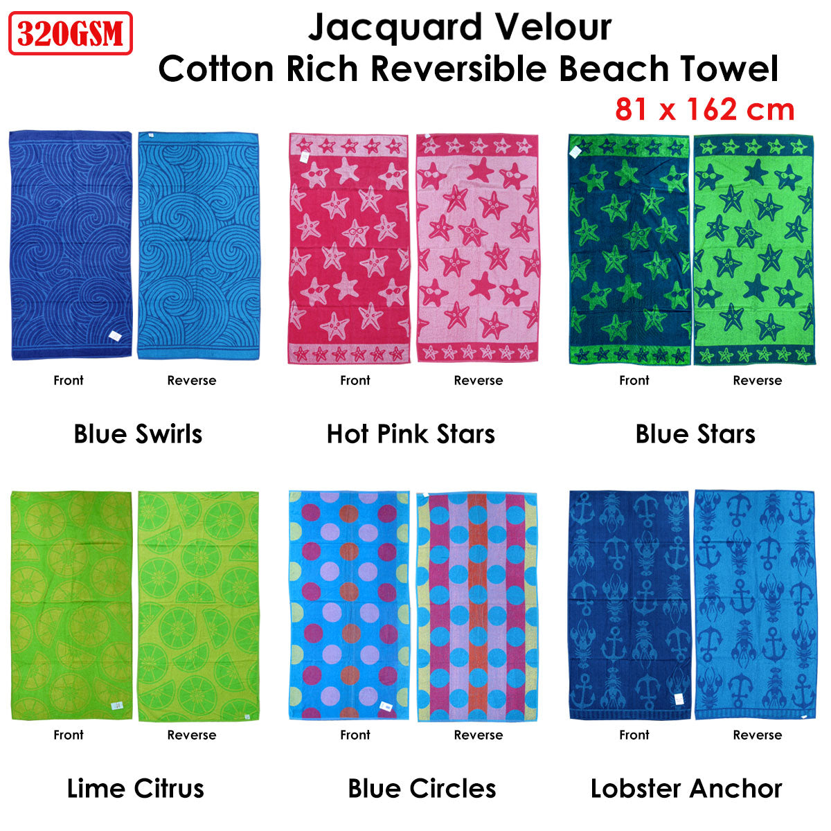 Jacquard Velour Reversible Beach Towel Blue Swirls-Home & Garden > Bathroom Accessories-PEROZ Accessories