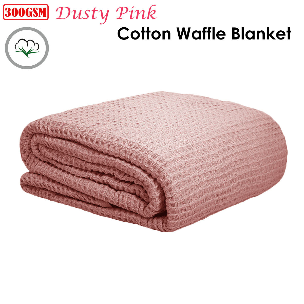 Cotton Waffle Blanket Dusty Pink Queen-Home & Garden > Bedding-PEROZ Accessories