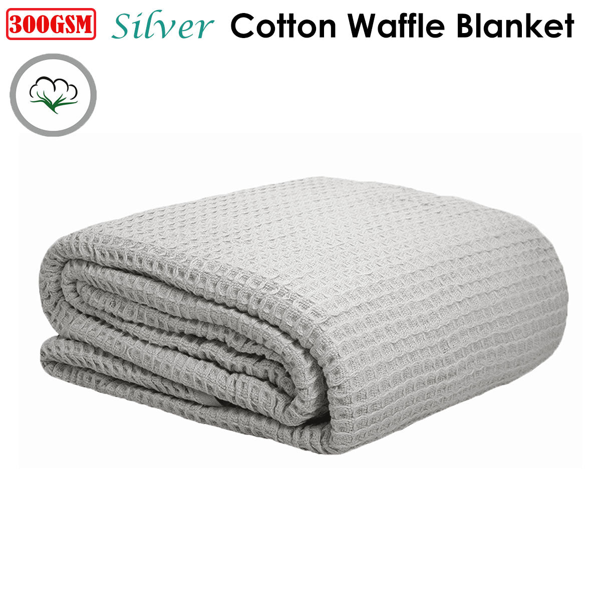 Cotton Waffle Blanket Silver Queen-Home & Garden > Bedding-PEROZ Accessories
