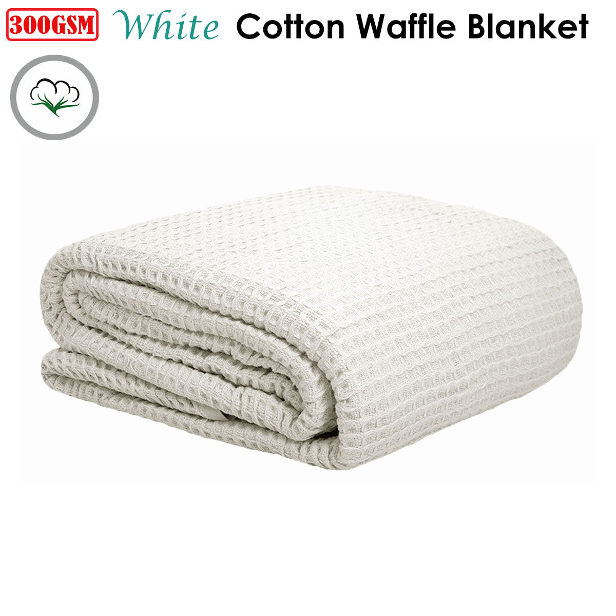 Cotton Waffle Blanket White Single-Home & Garden > Bedding-PEROZ Accessories