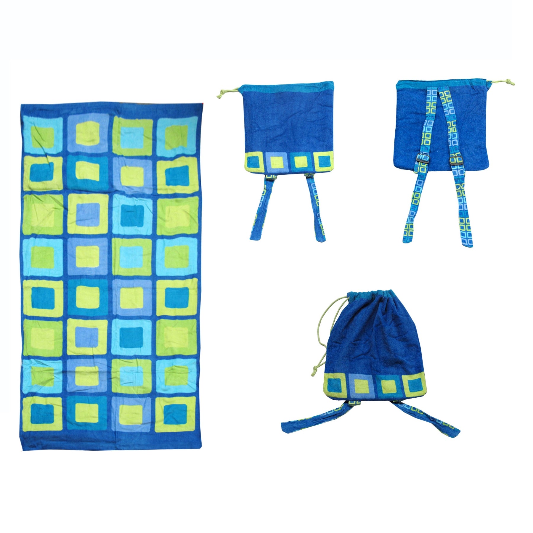 Kids Beach Towel N Bag Cubes-Home & Garden > Bathroom Accessories-PEROZ Accessories