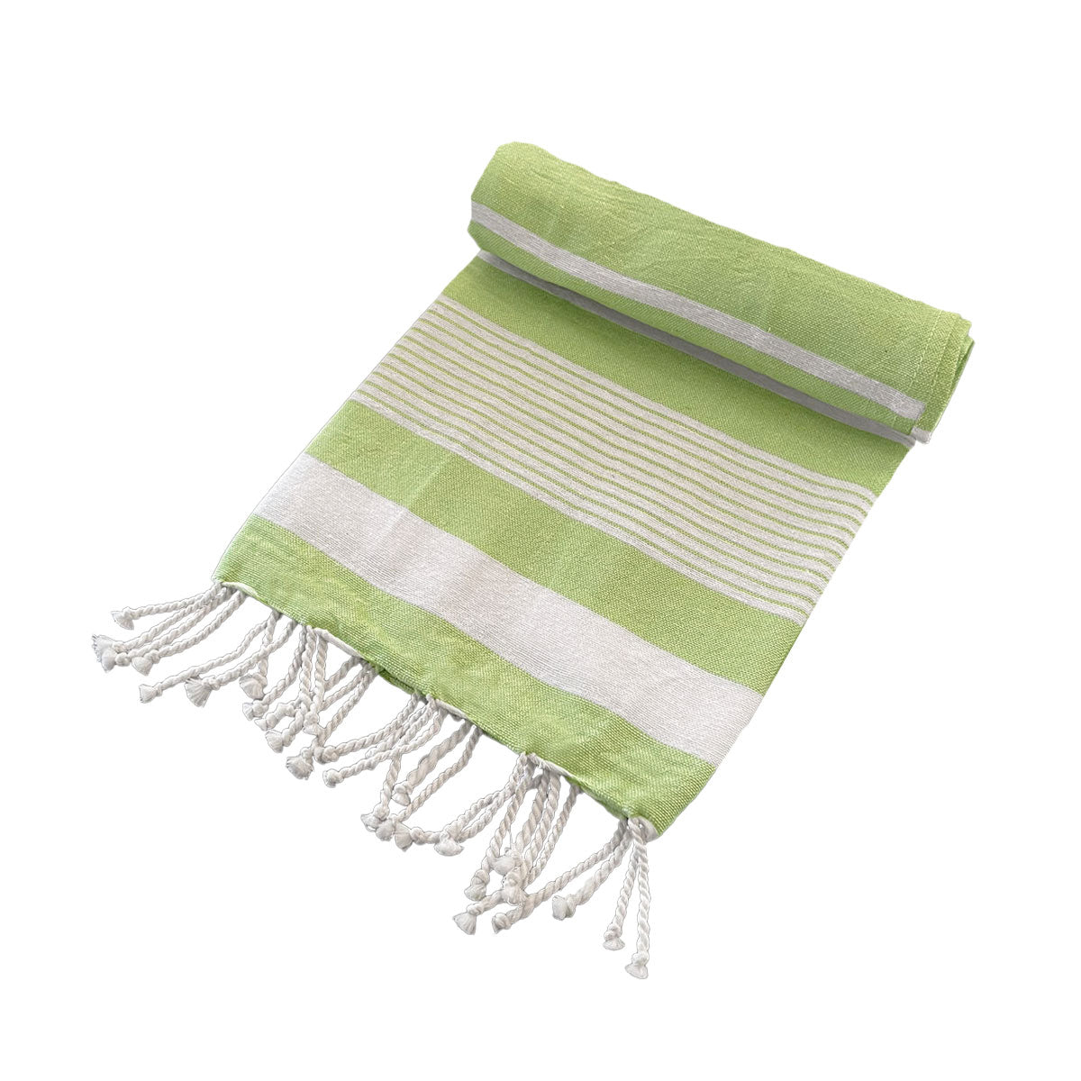 Cotton Rich Large Turkish Beach Towel with Tassels 80cm x 155cm Green-Home & Garden > Bathroom Accessories-PEROZ Accessories