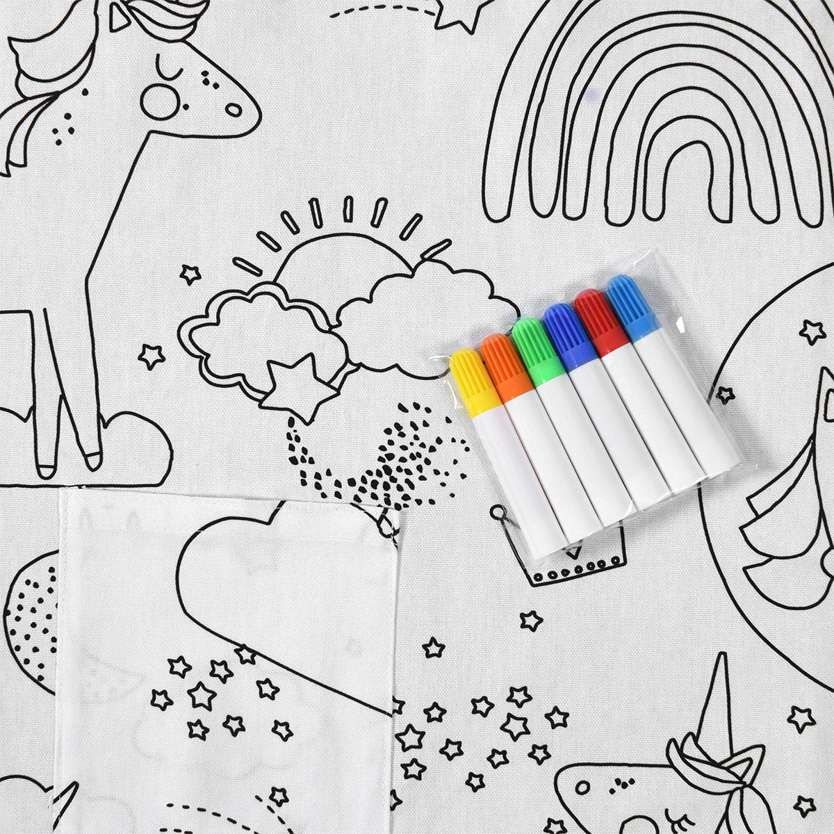 Happy Kids Dream Big Colour Me In Picnic Blanket 125 x 125 cm-Home & Garden > Bedding-PEROZ Accessories