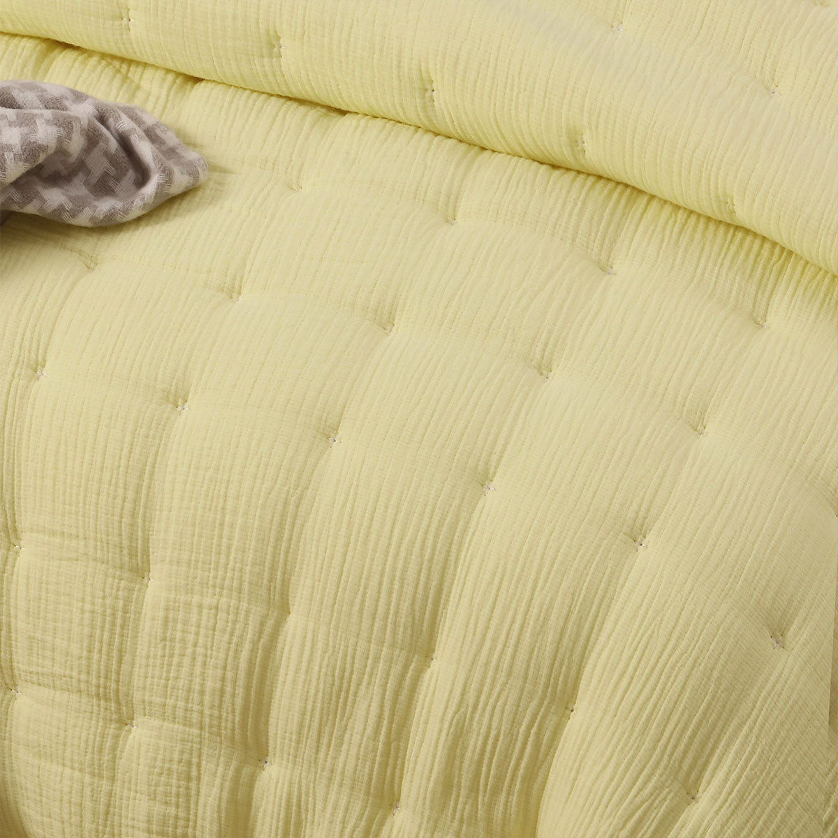 Vintage Design Homewares 3 Piece Hugo Cotton Gauze Quilted Comforter Set Butter King-Home & Garden > Bedding-PEROZ Accessories