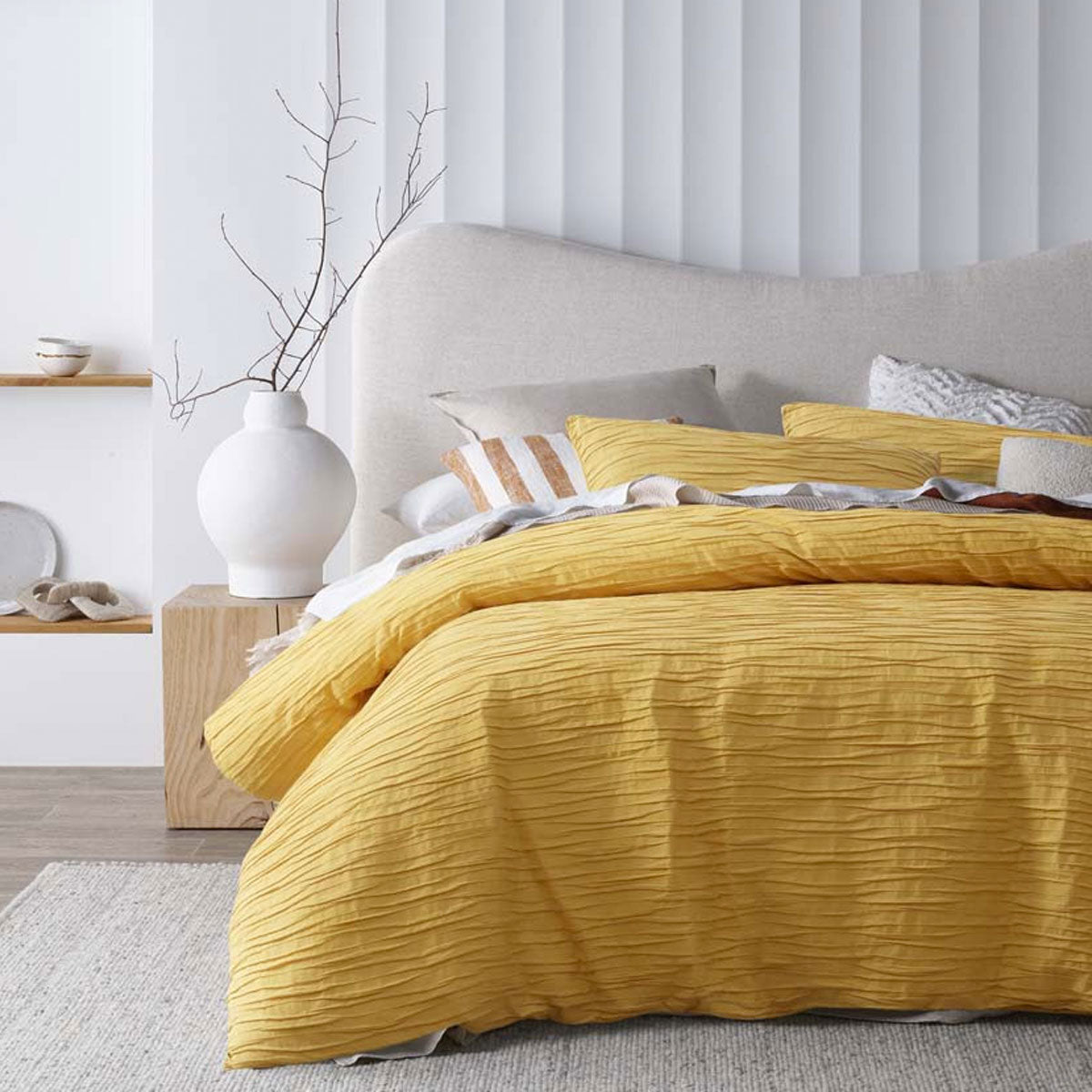 Vintage Design Homewares Malvern Ochre Cotton Quilt Cover Set Double-Home & Garden > Bedding-PEROZ Accessories