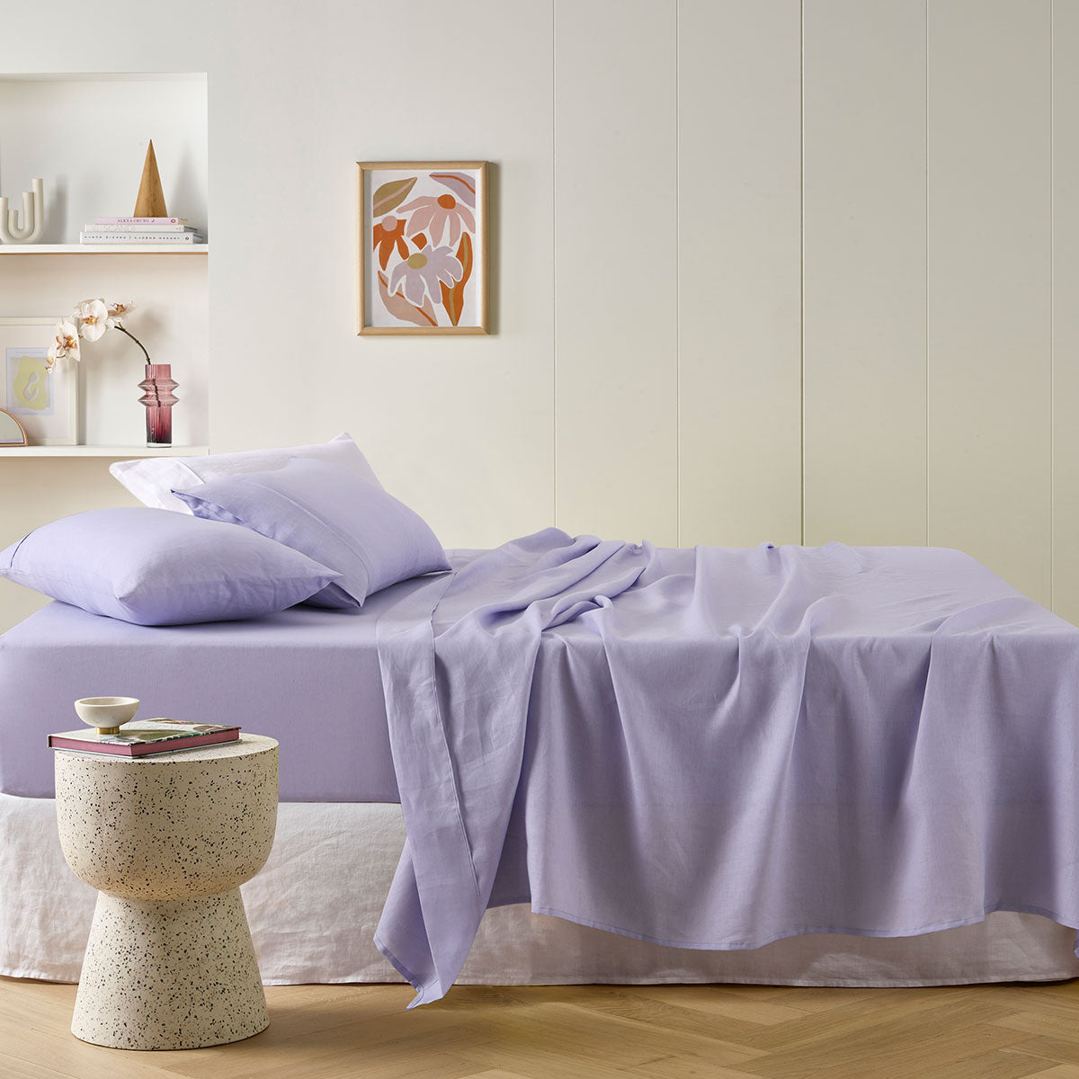 Vintage Design Homewares Lilac French Linen Sheet Set Mega King 50cm wall-Home & Garden > Bedding-PEROZ Accessories