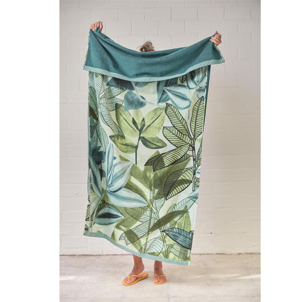 Bedding House Jungle Vibe Green Cotton Velour Beach Towel-Home & Garden > Bedding-PEROZ Accessories