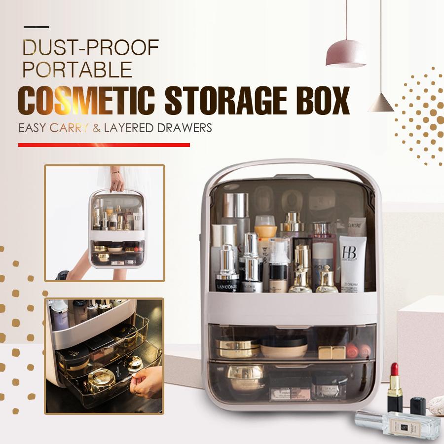 Portable Transparent Cosmetic Organizer Makeup Dust-proof Storage Box(Champagne)-Health & Beauty > Cosmetic Storage-PEROZ Accessories