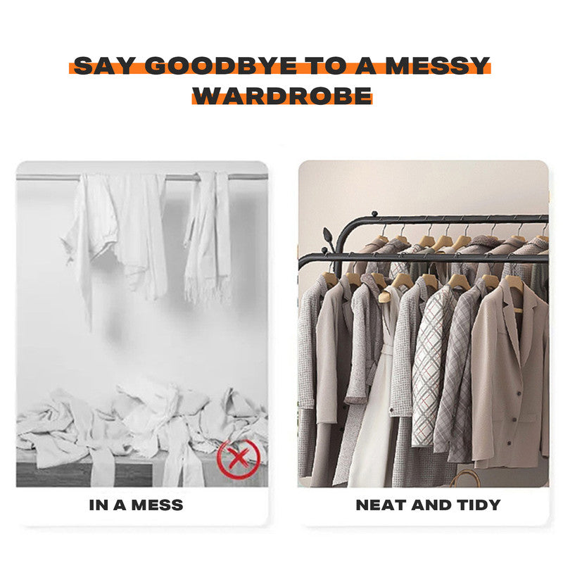 Double Clothes Rack Steel Garment Coat Hanger Stand Closet Shoes Storage Shelf-Home & Garden > Storage-PEROZ Accessories