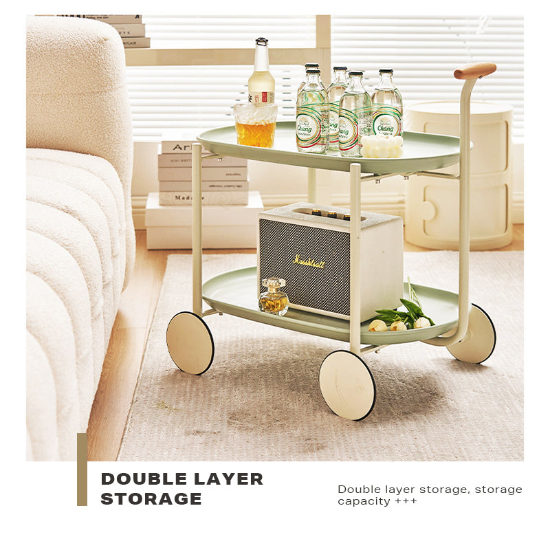 Movable Modern Trolley Small Unit Coffee Table Cart Storage Sofa Side Table with Wheels-Home & Garden > Storage-PEROZ Accessories