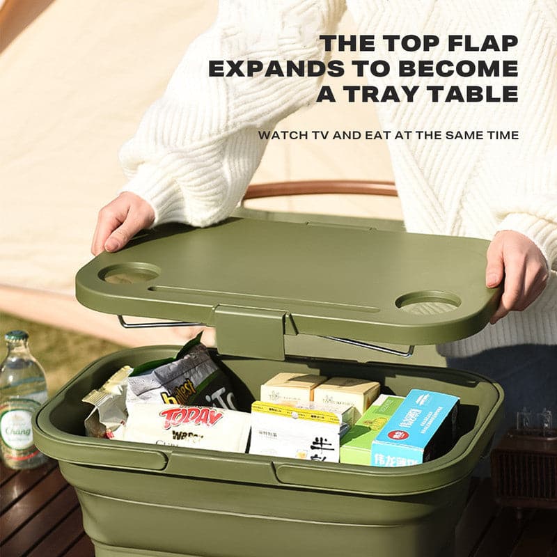 2IN1 Portable Folding Picnic Basket Tour Storage Baskets Outdoor Basket With Lid-Home & Garden > Storage-PEROZ Accessories