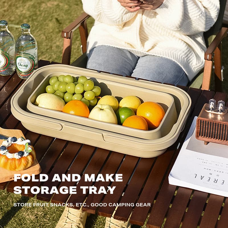 2IN1 Portable Folding Picnic Basket Tour Storage Baskets Outdoor Basket With Lid-Home & Garden > Storage-PEROZ Accessories