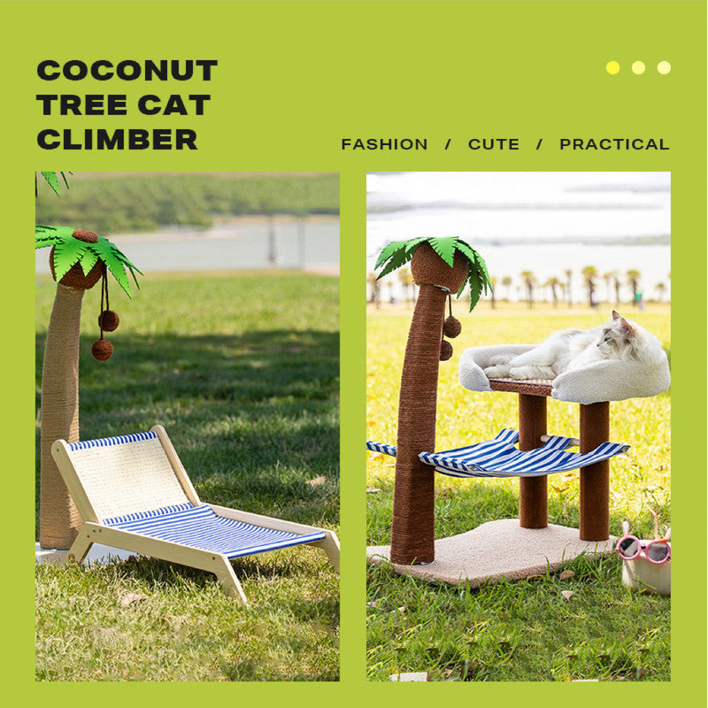 Wood coconut tree lounge chair cat bed dog bed cat scratching post toy pet nest-Pet Care > Dog Supplies-PEROZ Accessories