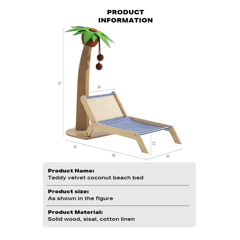 Wood coconut tree lounge chair cat bed dog bed cat scratching post toy pet nest-Pet Care > Dog Supplies-PEROZ Accessories