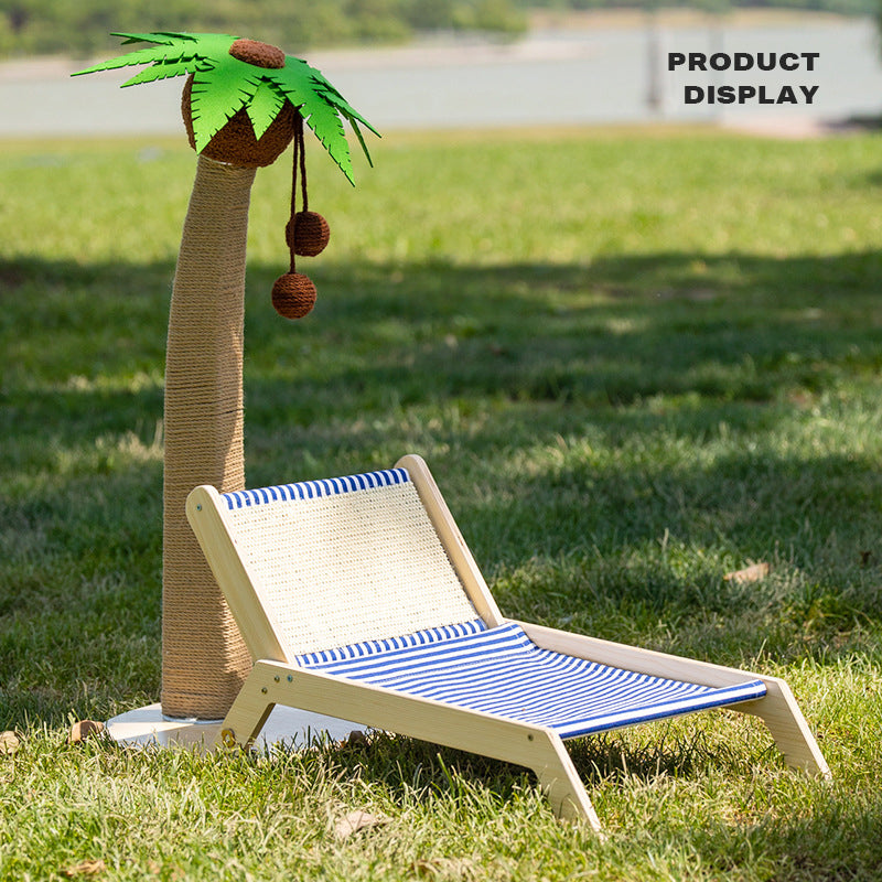 Wood coconut tree lounge chair cat bed dog bed cat scratching post toy pet nest-Pet Care > Dog Supplies-PEROZ Accessories