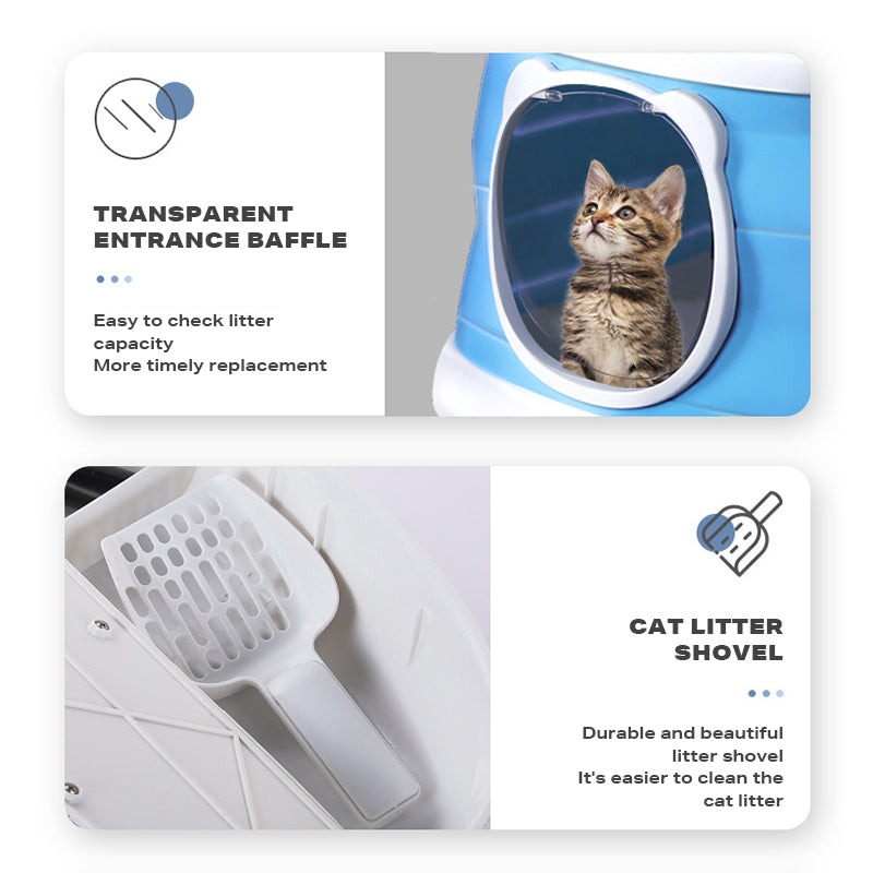 Large Foldable Cat Litter Box Plastic Toilet Easy Cleaning-Pet Care > Cat Supplies-PEROZ Accessories