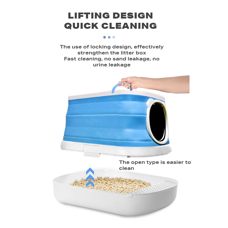 Large Foldable Cat Litter Box Plastic Toilet Easy Cleaning-Pet Care > Cat Supplies-PEROZ Accessories