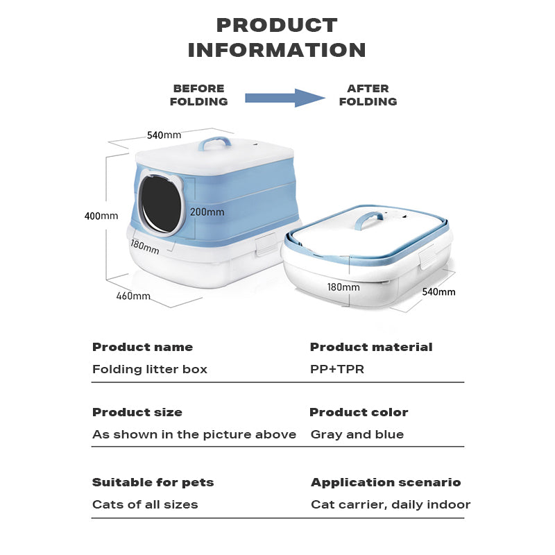 Large Foldable Cat Litter Box Plastic Toilet Easy Cleaning-Pet Care > Cat Supplies-PEROZ Accessories
