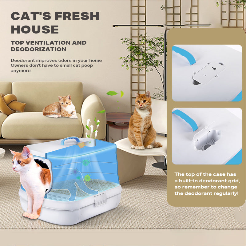 Large Foldable Cat Litter Box Plastic Toilet Easy Cleaning-Pet Care > Cat Supplies-PEROZ Accessories