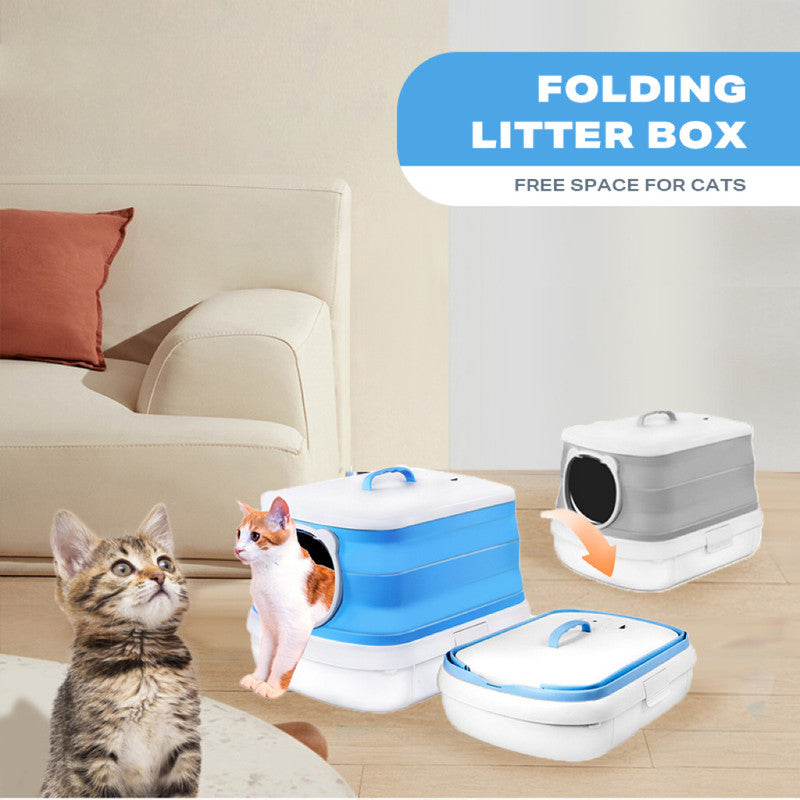 Large Foldable Cat Litter Box Plastic Toilet Easy Cleaning-Pet Care > Cat Supplies-PEROZ Accessories