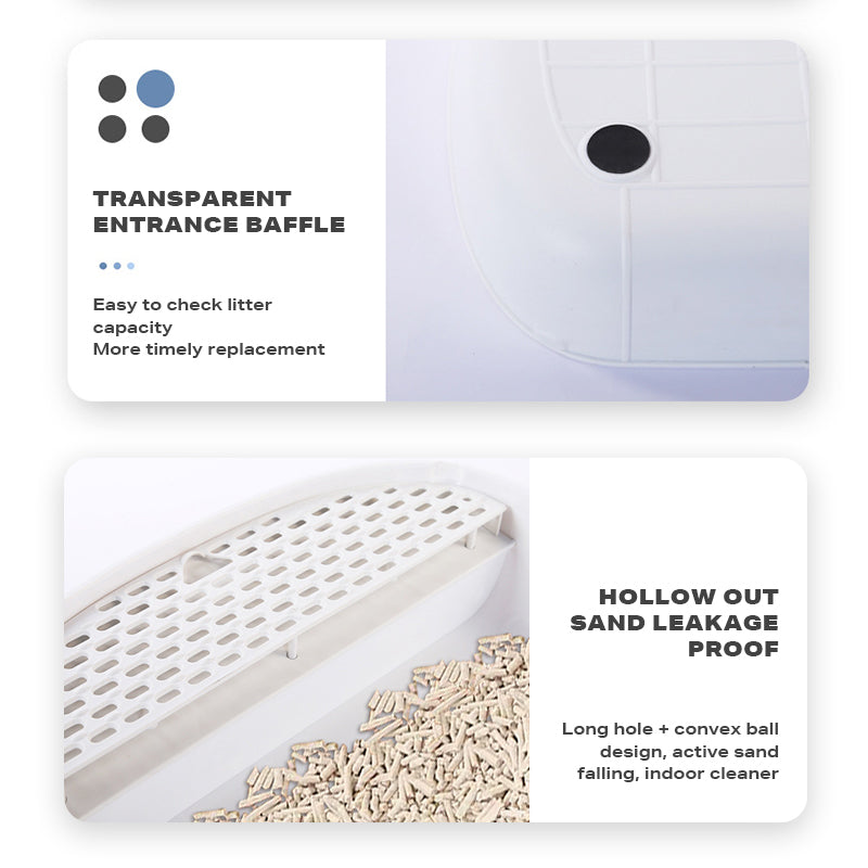 Large Foldable Cat Litter Box Plastic Toilet Easy Cleaning-Pet Care > Cat Supplies-PEROZ Accessories