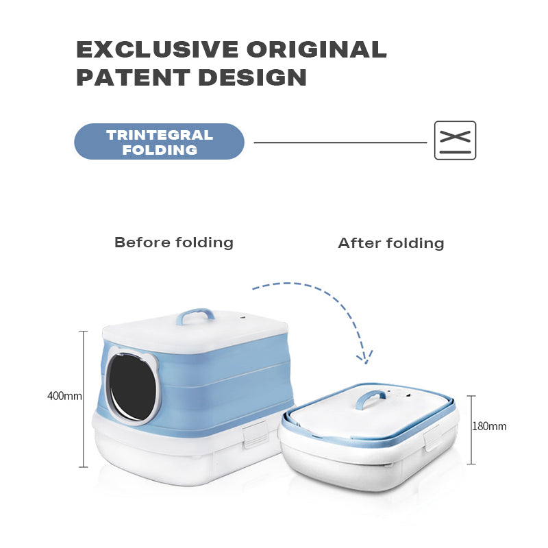 Large Foldable Cat Litter Box Plastic Toilet Easy Cleaning-Pet Care > Cat Supplies-PEROZ Accessories