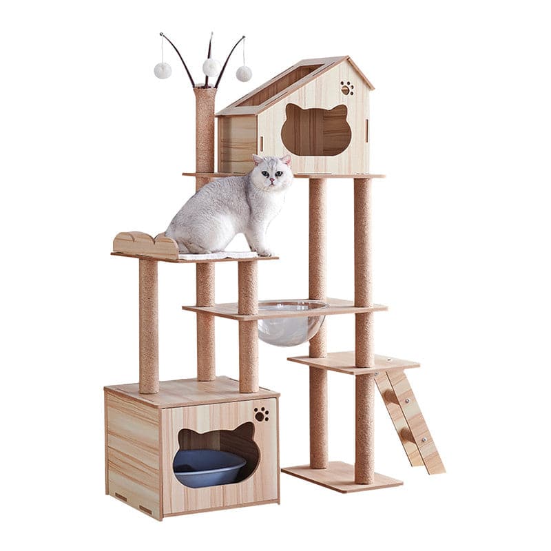 160cm Cat Tree Scratching Post House Condo Furniture Feline Scratcher Tower Toys-Cat Trees-PEROZ Accessories