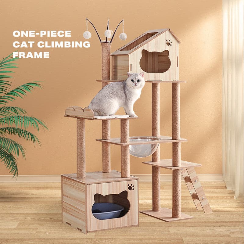 160cm Cat Tree Scratching Post House Condo Furniture Feline Scratcher Tower Toys-Cat Trees-PEROZ Accessories