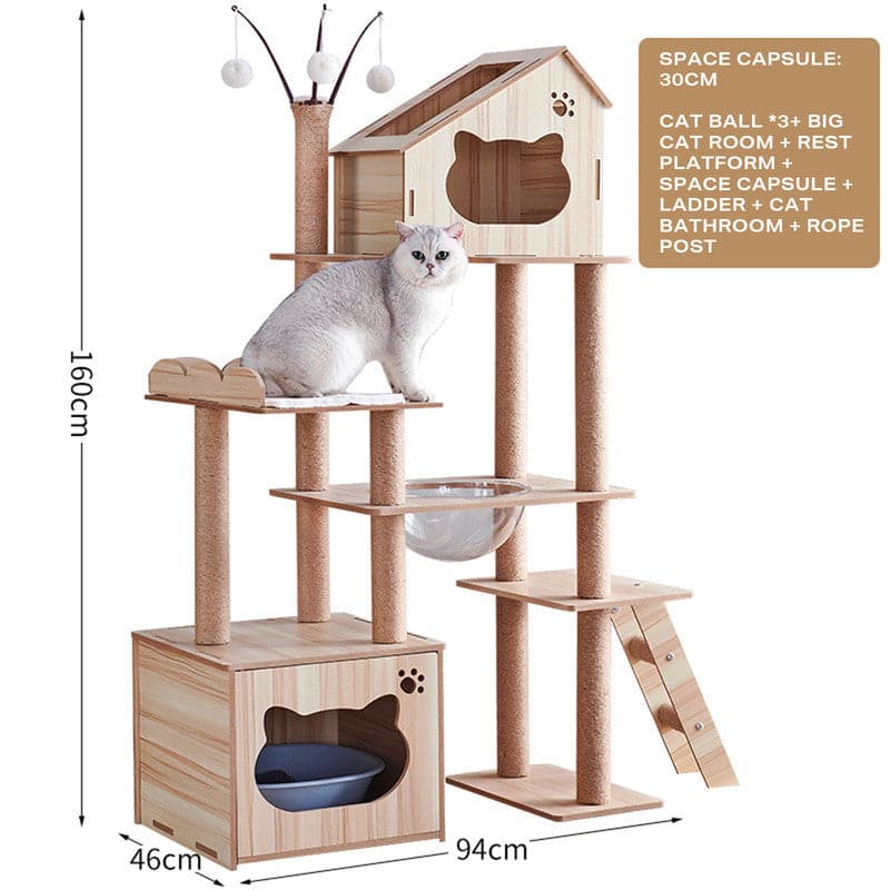 160cm Cat Tree Scratching Post House Condo Furniture Feline Scratcher Tower Toys-Cat Trees-PEROZ Accessories