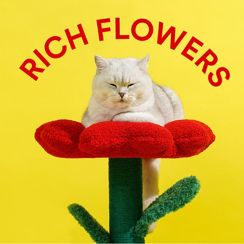 Rich Flower Cat Tree with Scratcher Pole Cat Tower with Hidaway Cat Bed Furbulous Cat Tree-Cat Trees-PEROZ Accessories