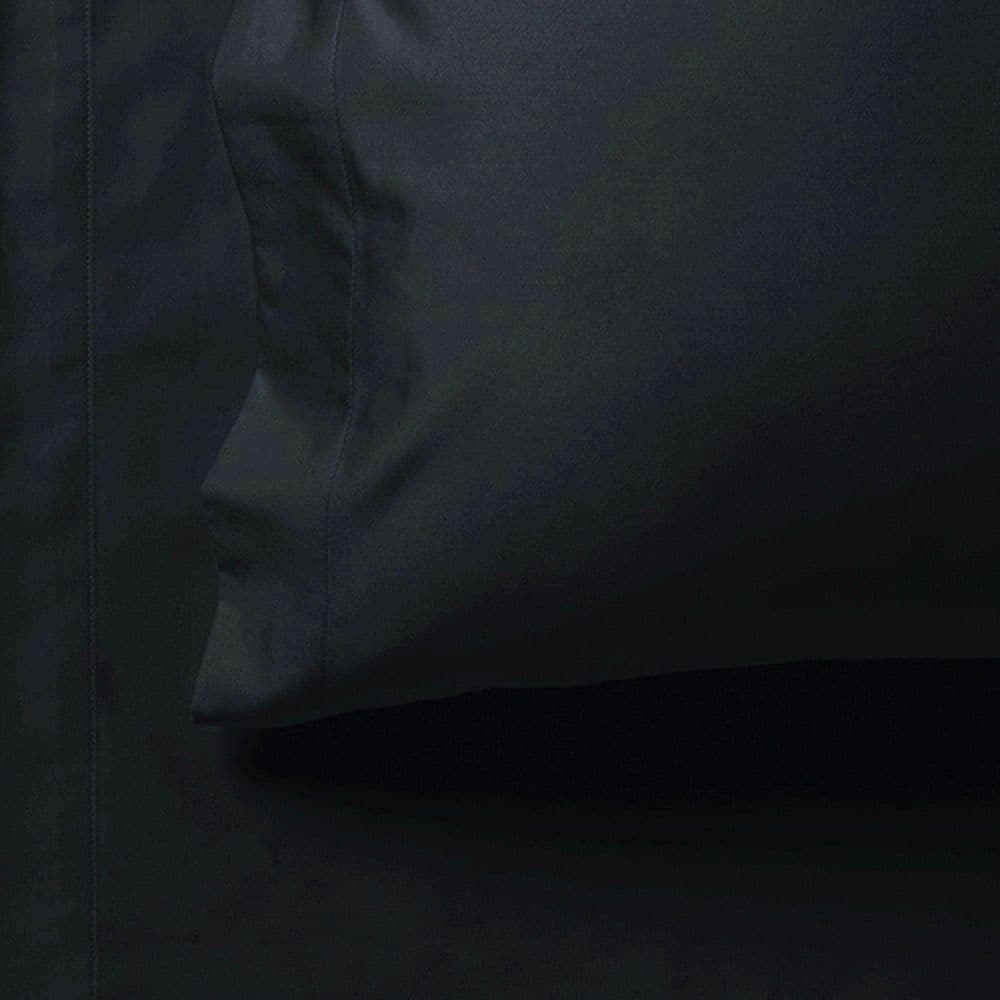 1000TC Ultra Soft Fitted Sheet & 2 Pillowcases Set - Double Size Bed - Black-Home & Garden > Bedding-PEROZ Accessories