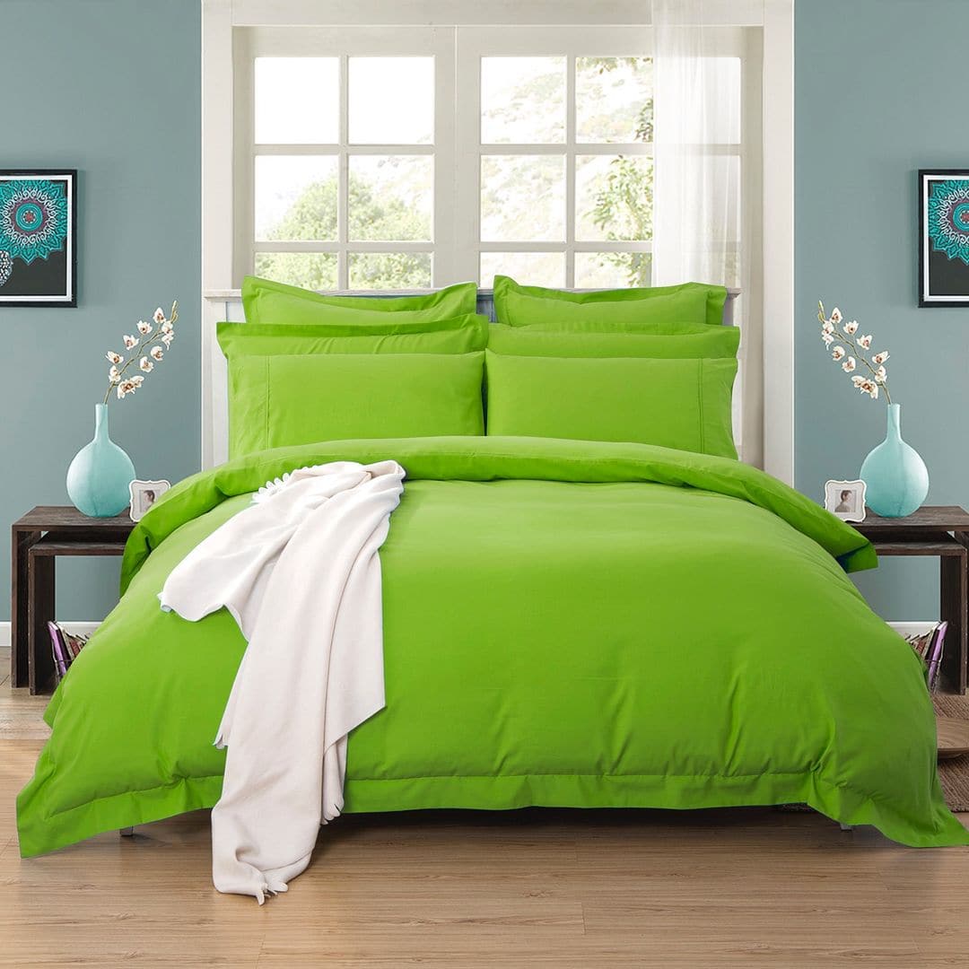 1000TC Tailored Double Size Green Duvet Doona Quilt Cover Set-Home & Garden > Bedding-PEROZ Accessories