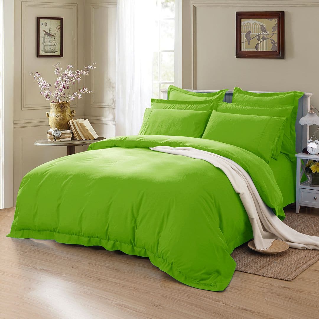 1000TC Tailored Double Size Green Duvet Doona Quilt Cover Set-Home & Garden > Bedding-PEROZ Accessories
